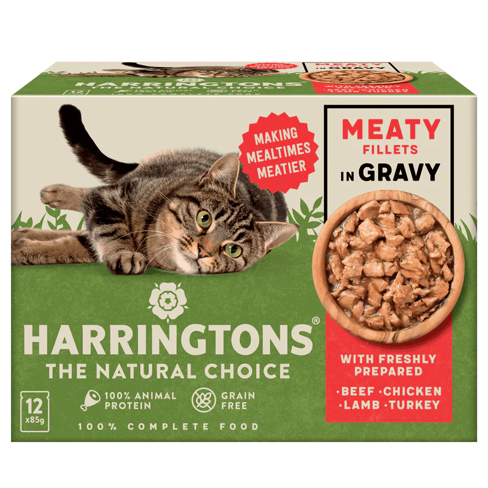 Harringtons Wet Cat Food Meaty Fillets in Gravy 12x85G