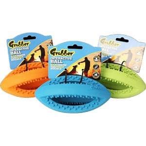 Happy Pet Dog Toy Grubber Rugby Ball Small Assorted
