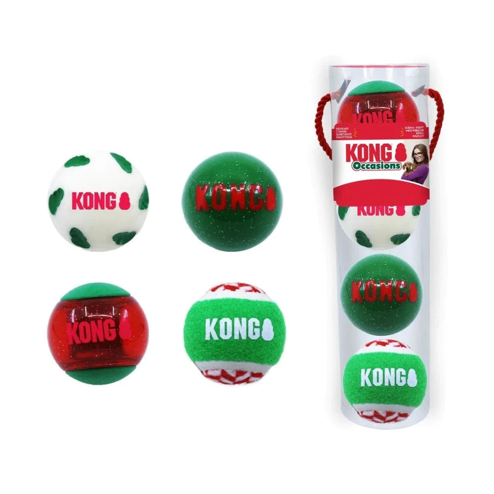 KONG Dog Toy Holiday Occasions Balls 4 Pack Medium