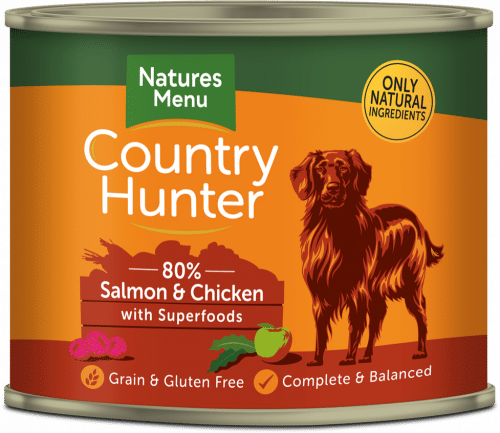 Natures Menu Country Hunter Wet Dog Food Salmon And Chicken With Superfoods Tin 600g