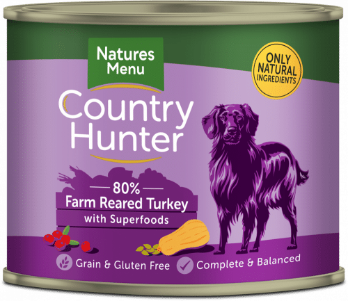 Natures Menu Country Hunter Wet Dog Food Farm Reared Turkey With Superfoods Tin 600g