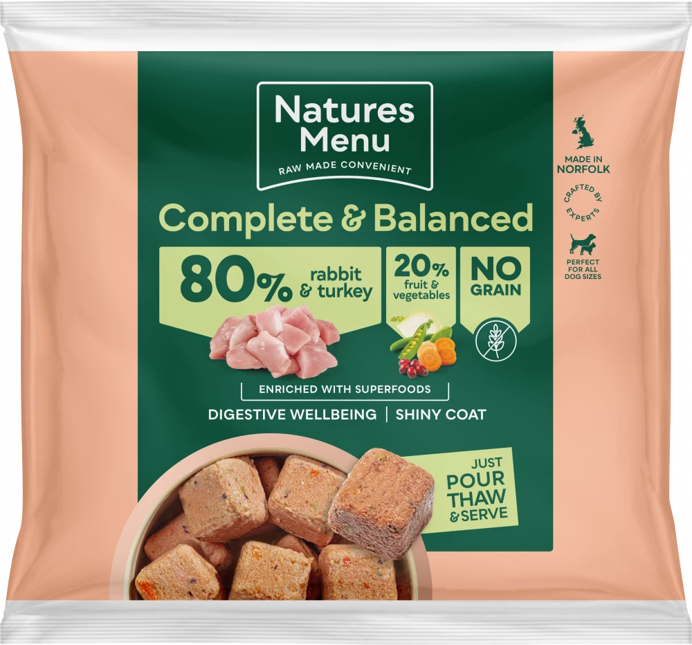 Natures Menu Raw Dog Food 80/20 Rabbit & Turkey With Superfoods 1kg