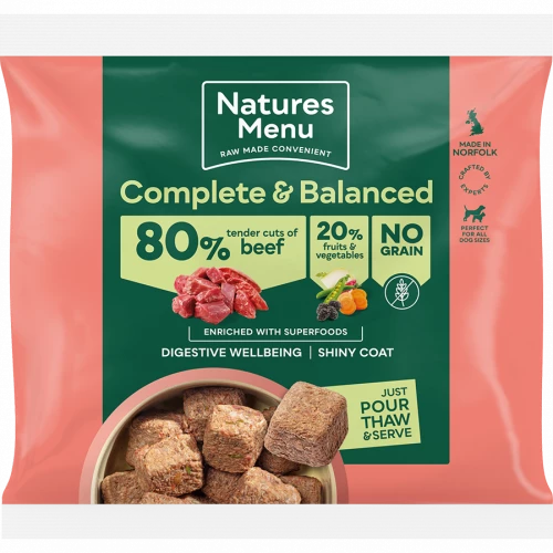 Natures Menu Raw Dog Food 80/20 Beef With Superfoods 1kg