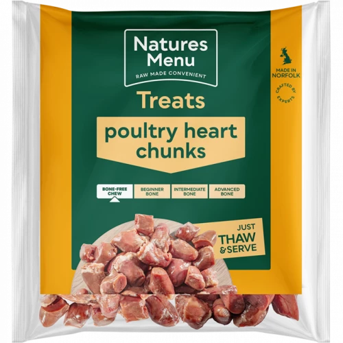 Natures Menu Raw Dog Food Poultry Heart Chunks 1kg