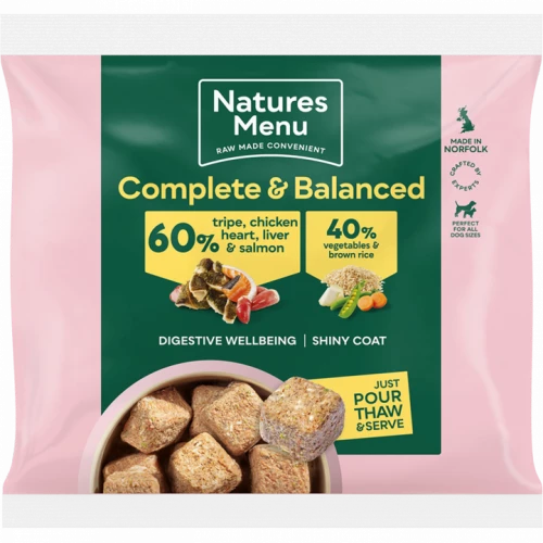 Natures Menu Raw Dog Food 60/40 Tripe, Chicken Heart, Liver & Salmon 1kg