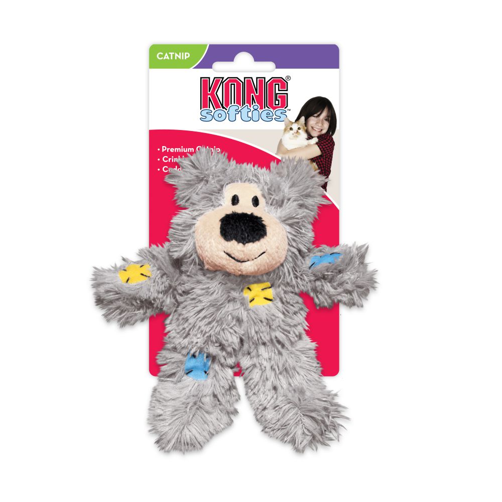 KONG Cat Toy Softies Patchwork Bear Assorted