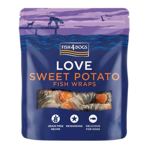 Fish4Dogs Dog Treats Sweet Potato Fish Wraps 100g